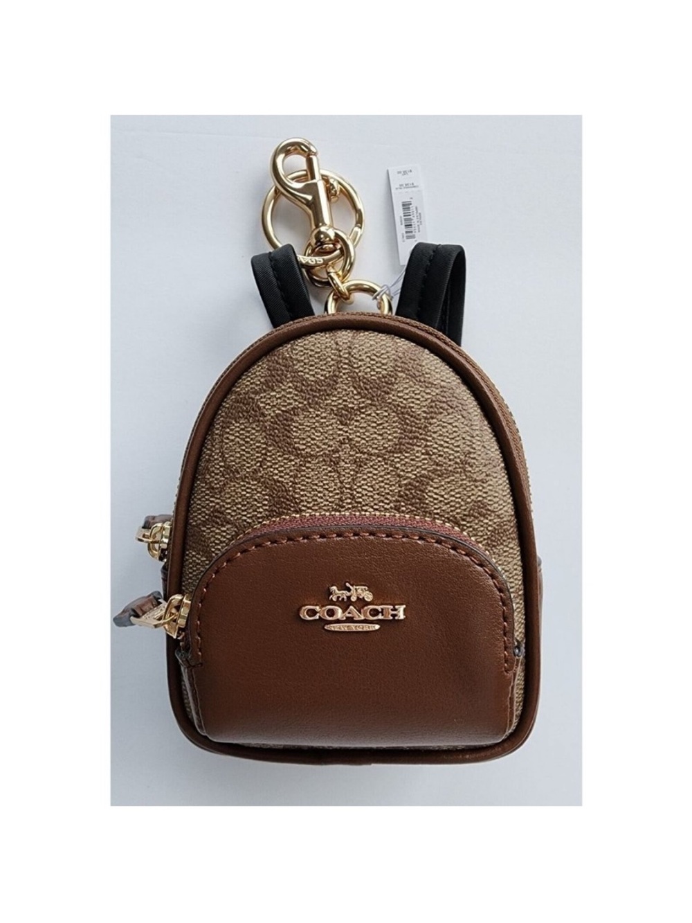 NWT Coach Mini Court Backpack Bag Charm Signature Canvas - Picture 1 of 12